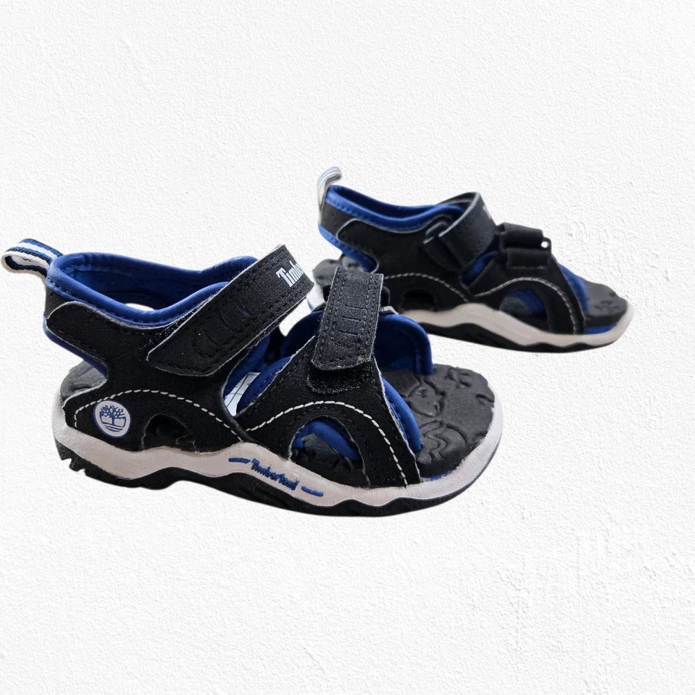 Timberland Infant Boys Black Blue Adjustable Strap Sandals Size 6.5 Toddler NWOB